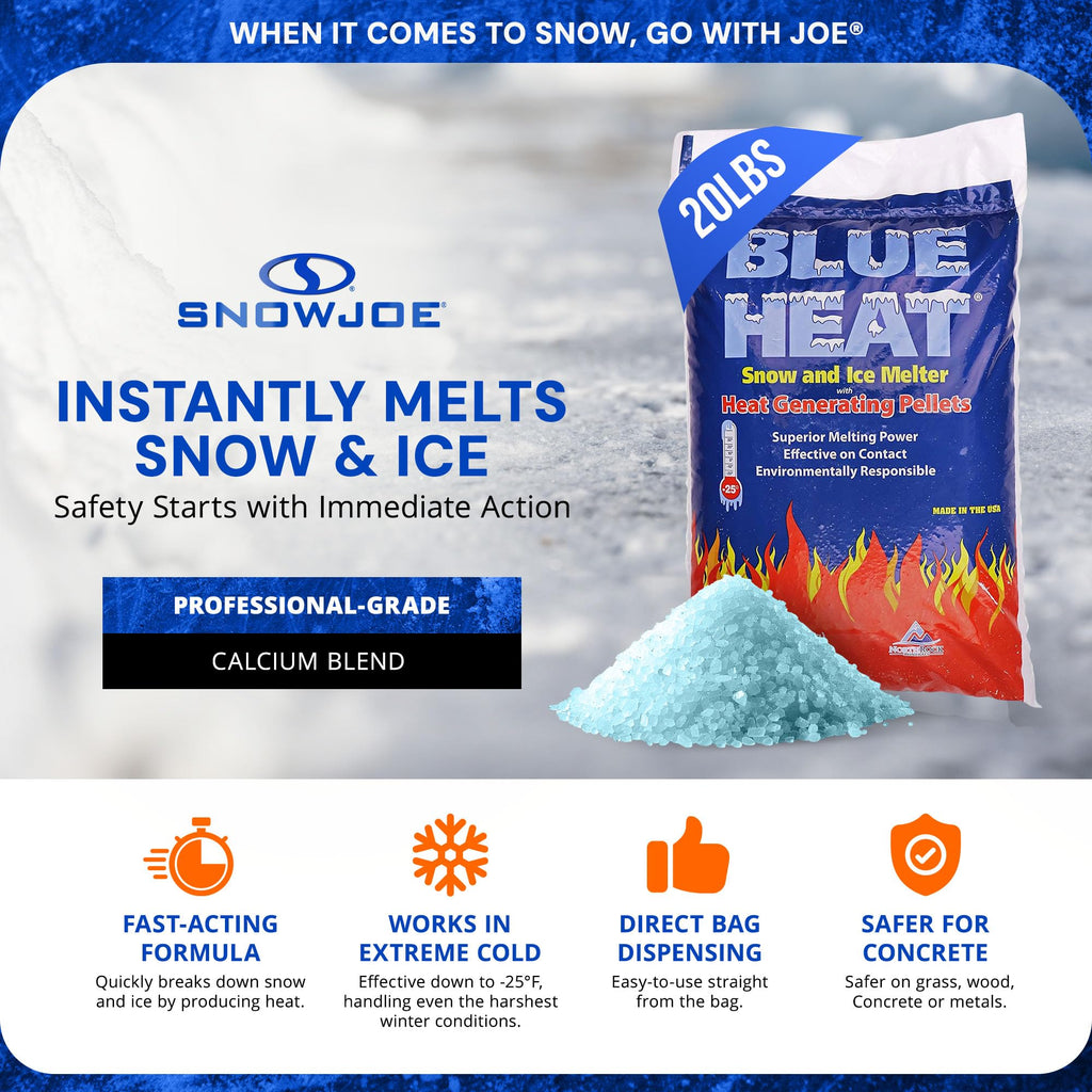 Blue Heat 3 Pack Ice Melt Pellets, Calcium Blend Deicer Snow Melter for Driveway, 20 Lb - Pet-Friendly Winter Relief with Magnesium, Calcium, and Sodium Formula, BH20