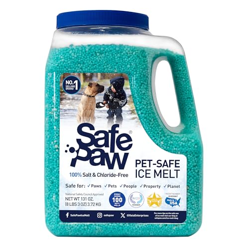 Safe Paw, Dog/Child/Plant Pet Safe Ice Melt with Traction Agent,100% Salt-Free/Chloride-Free, Non-Toxic, Fast Acting, Lasts 3X Longer