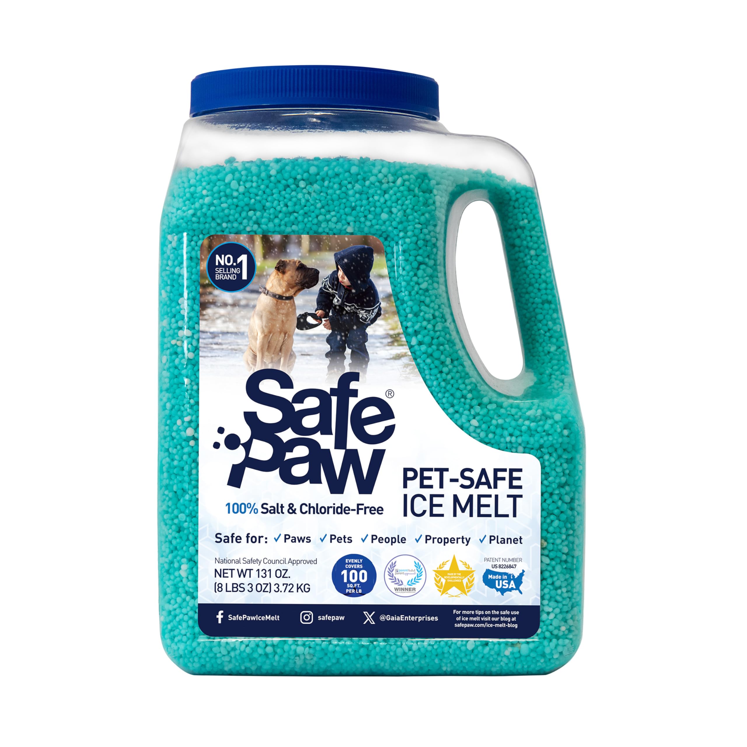 Safe Paw, Dog/Child/Plant Pet Safe Ice Melt with Traction Agent,100% Salt-Free/Chloride-Free, Non-Toxic, Fast Acting, Lasts 3X Longer