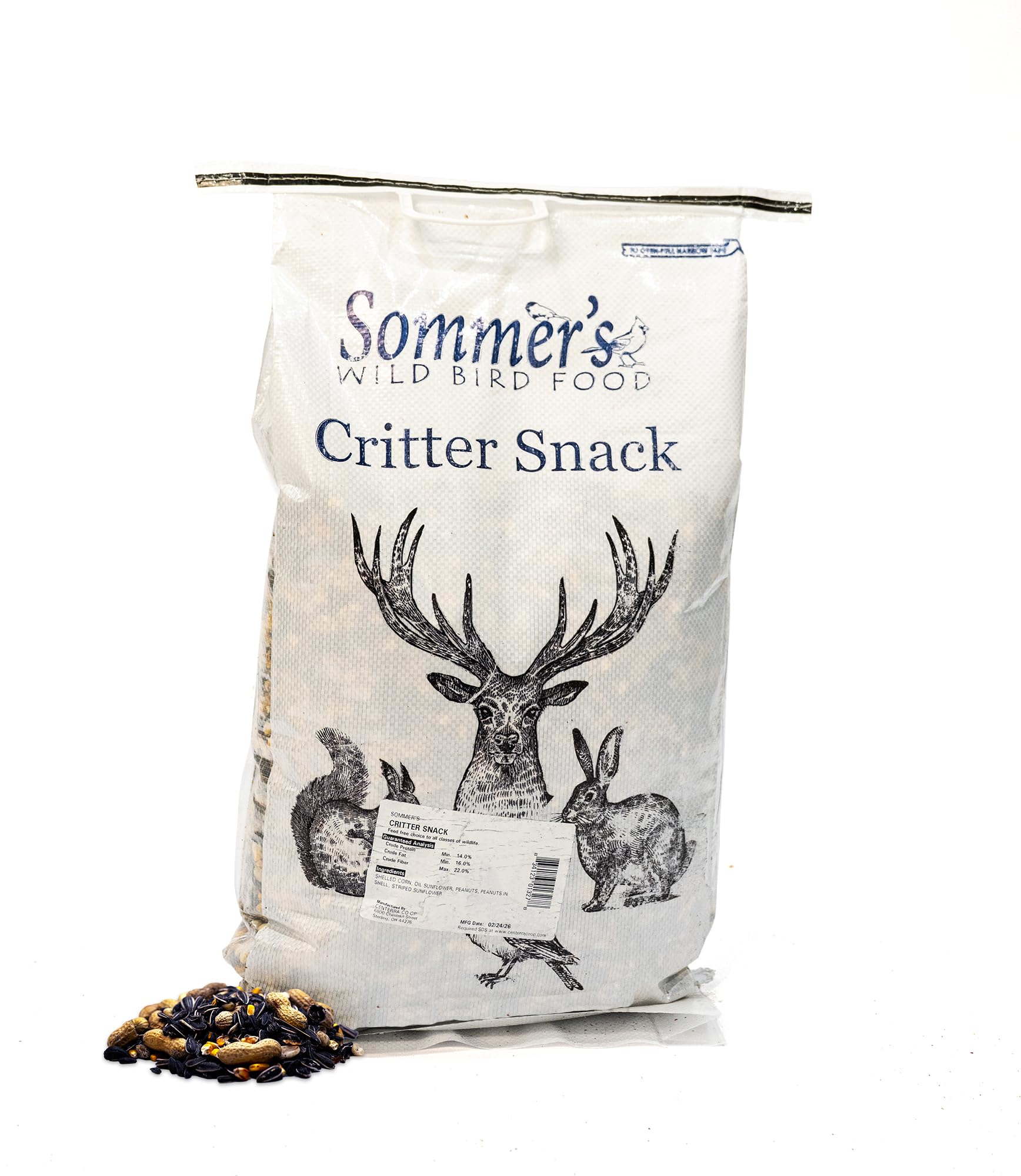 Sommer's Wild Bird Food Critter Snack Wildlife Blend – 40 lb Bulk Outdoor Wildlife Mix with Corn, Sunflower Seeds & Peanuts