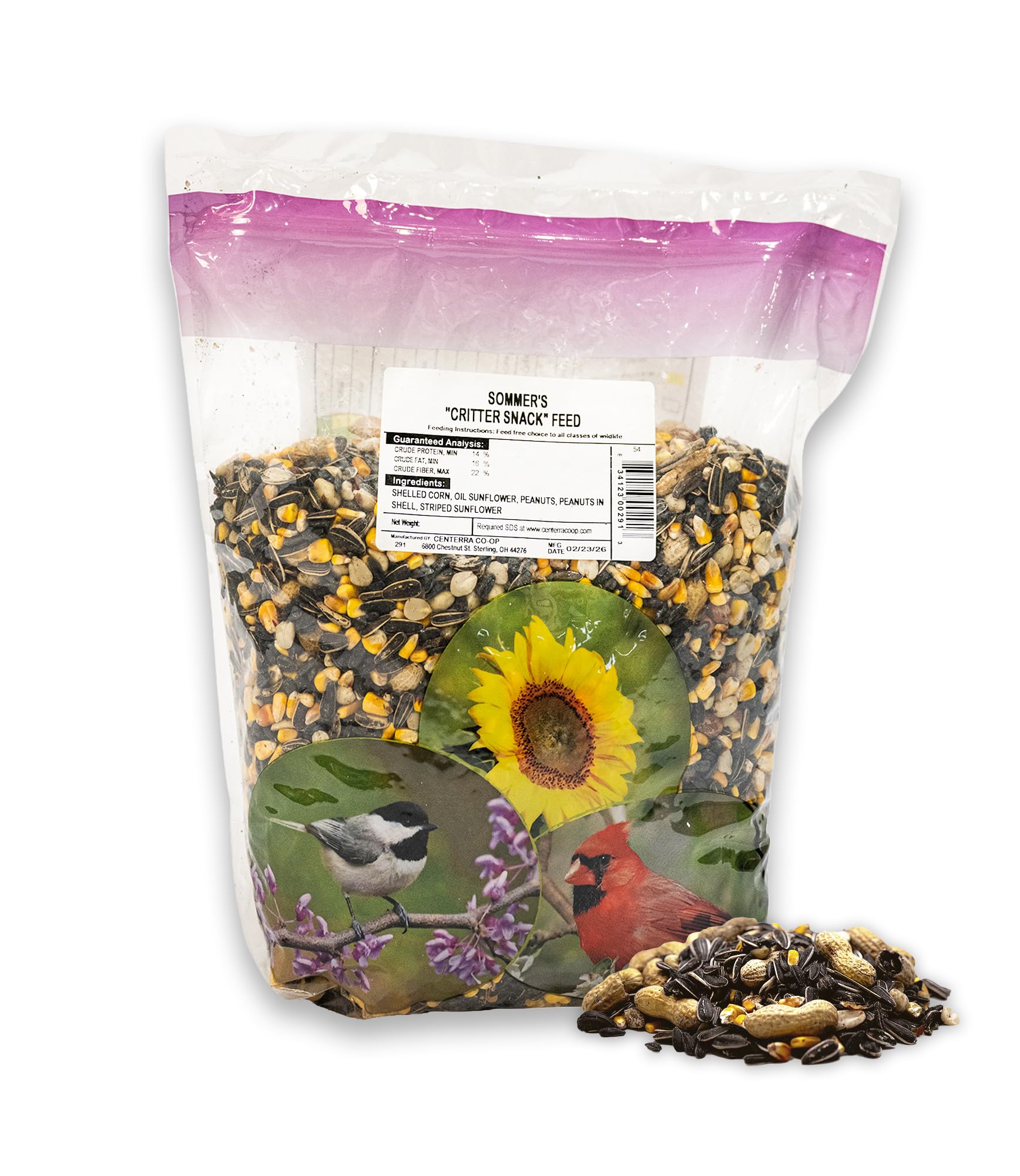 Sommer's Wild Bird Food Critter Snack Wildlife Feed – 5 lb Outdoor Mix with Corn, Sunflower Seeds & Peanuts