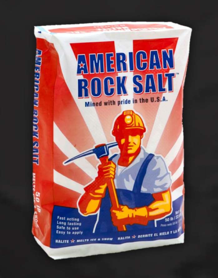 Rock Salt Ice Melt – 50 lb Bag Natural Halite Sodium Chloride Deicer | Fast-Acting Snow & Ice Melter for Driveways, Sidewalks, Steps & Parking Lots | Winter Rock Salt for Residential & Commercial Use