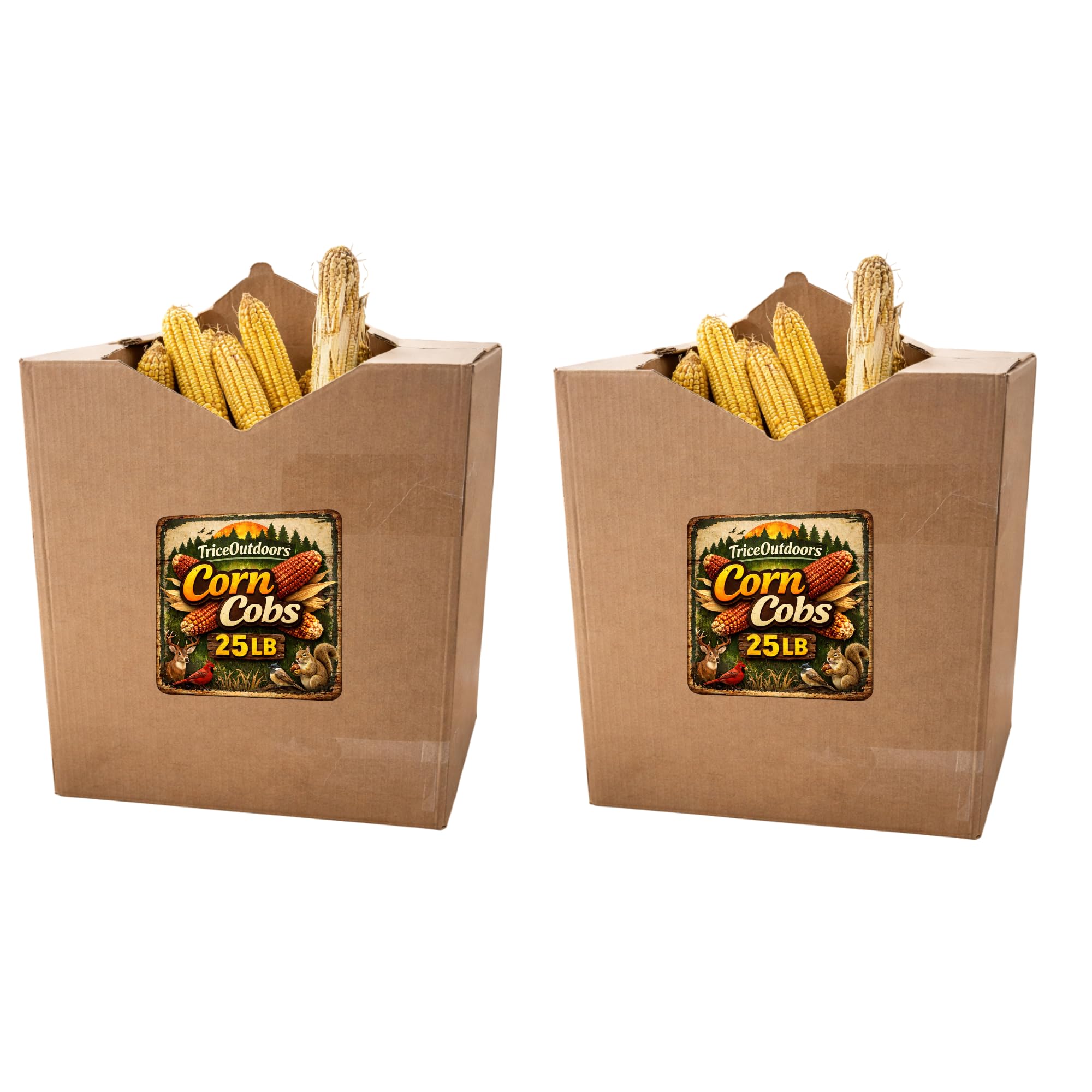 TriceOutdoors Bulk Corn Cobs for Wildlife Feeding–Locally Grown Natural Whole Corn Cobs for Deer,Squirrels,Chipmunks,Rabbits & Outdoor Animals–Backyard Feeding (50LB, Unflavored)