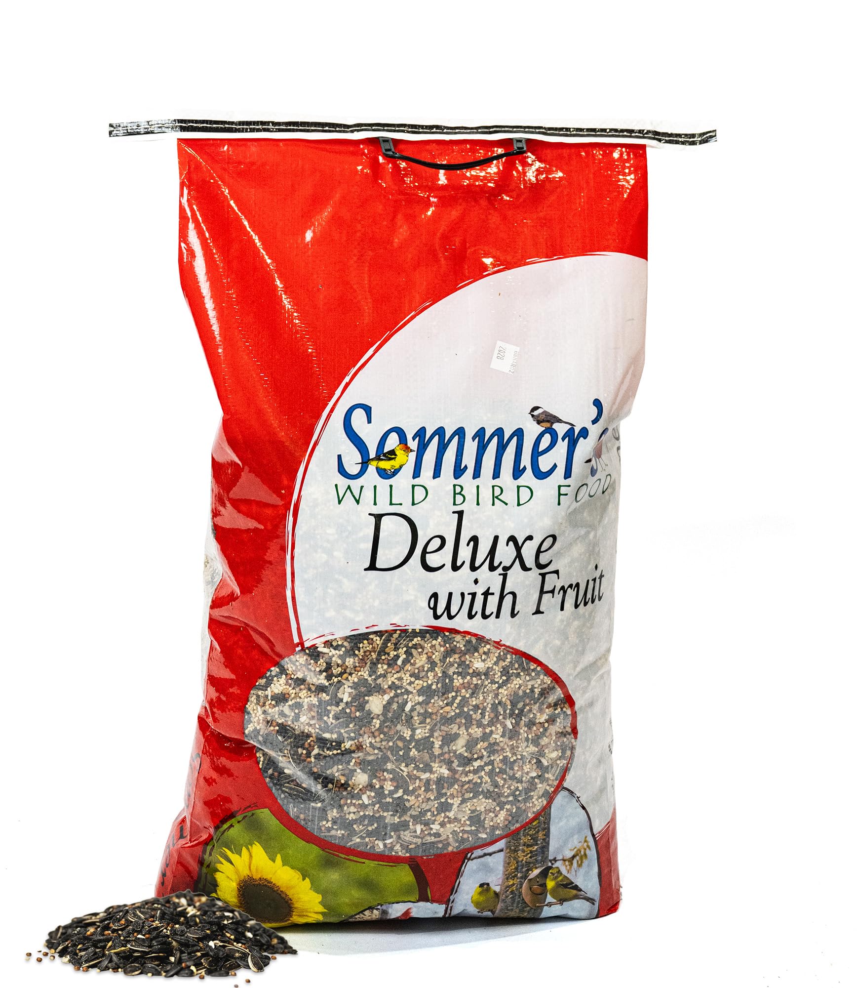 Deluxe with Fruit Bulk Wild Bird Seed – 25 lb Sunflower Blend with Real Fruit Pieces
