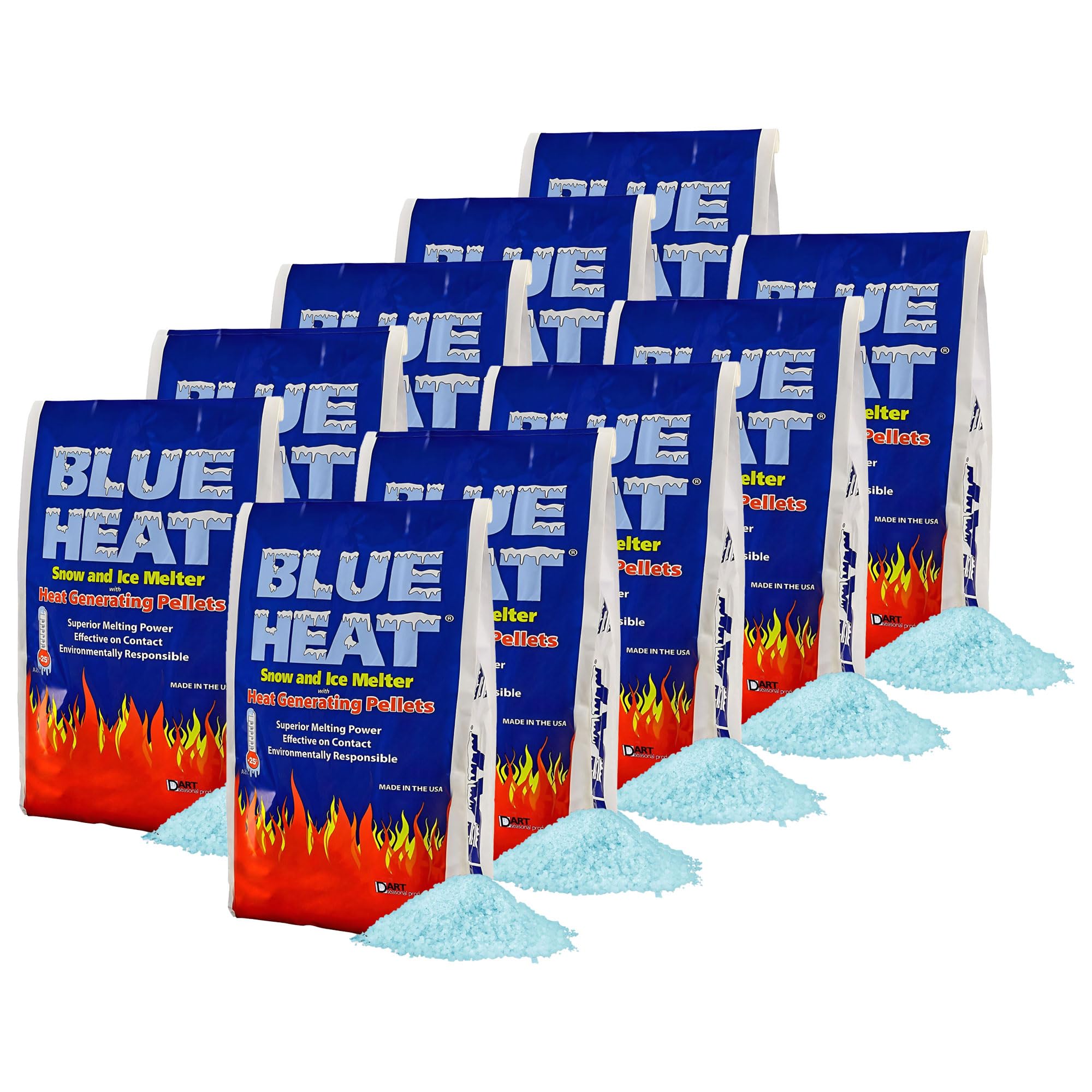 Blue Heat 5 Pack Ice Melt Pellets, Calcium Blend Deicer Snow Melter for Driveway, 20 Lb - Pet-Friendly Winter Relief with Magnesium, Calcium, and Sodium Formula, BH20