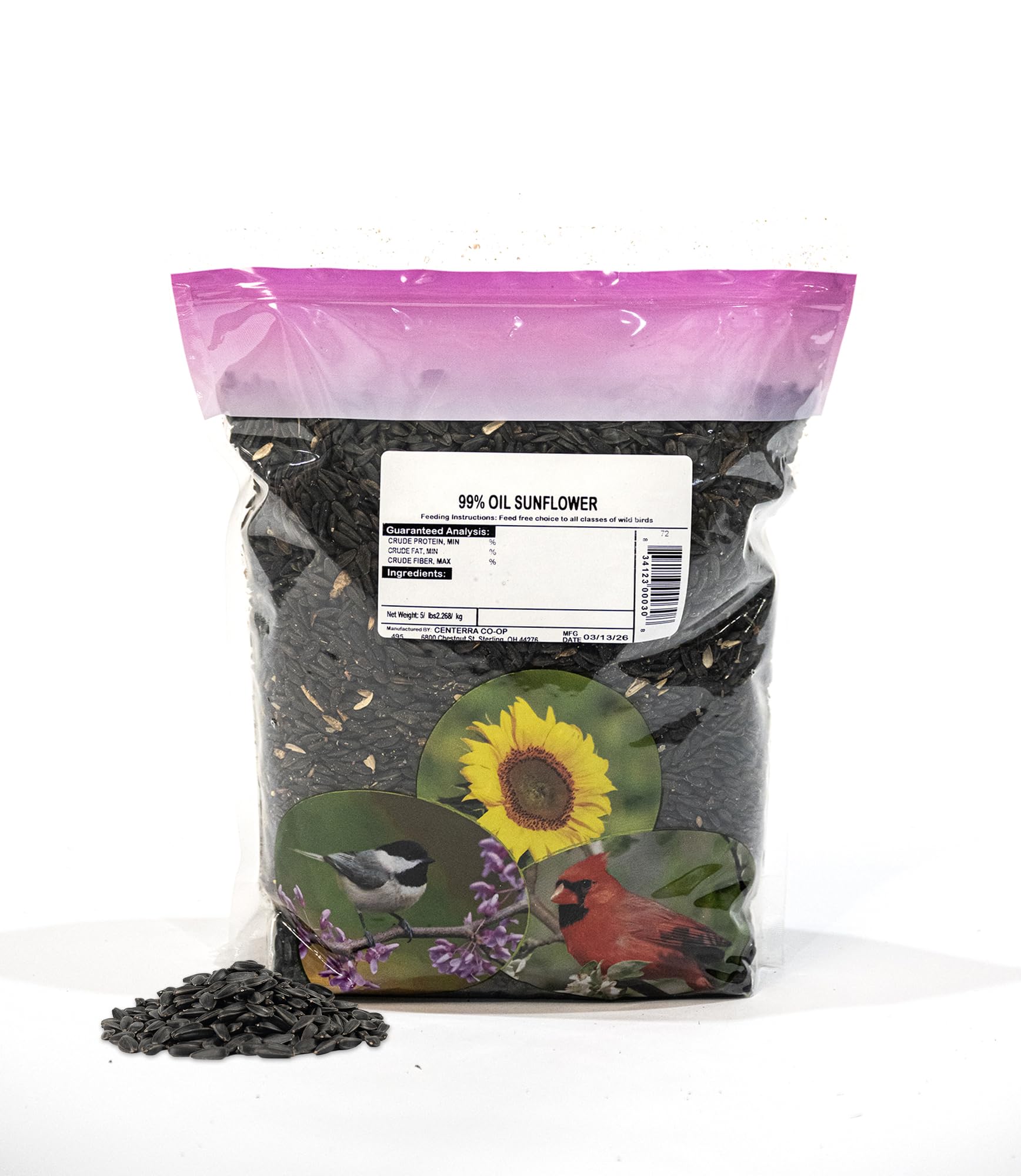 99% Sunflower Wild Bird Seed – 5 lb High Oil Black Oil Sunflower Seed