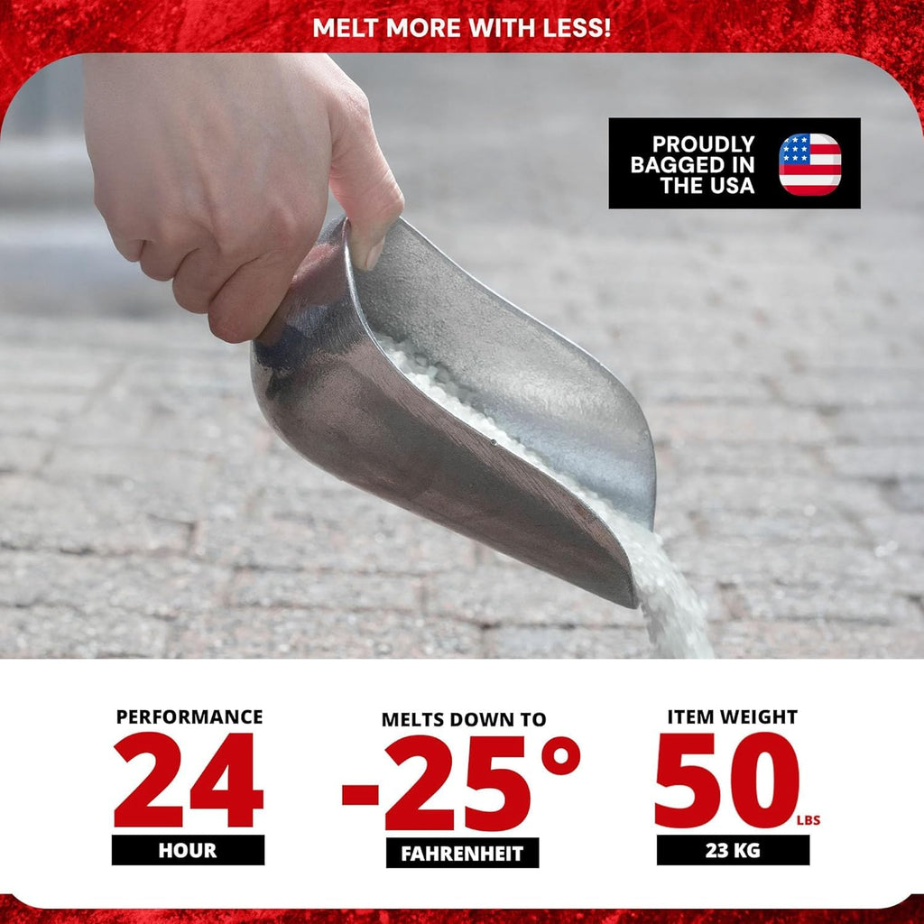 Calcium Chloride Ice Melt Pellets, 20 lb Bag – Fast Acting Deicer for Driveways & Sidewalks – Works Down to –25°F
