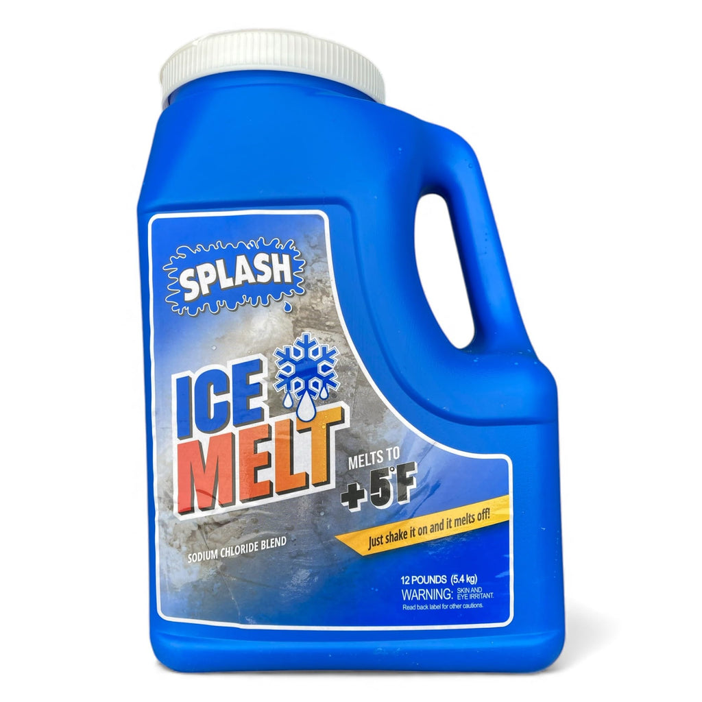 TriceOutdoors Splash Ice Melt – Sodium Chloride Blend | Rock Salt Ice Melt | Melts to +5°F | 12 lb Shaker Jug