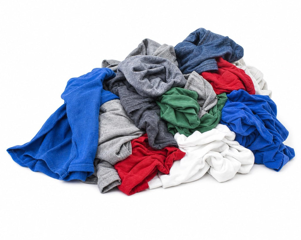 TriceEssentials Recycled White & Multicolored T-Shirt Cloth Rags–All-Purpose Cleaning Rags for Paint Spills,Staining,Polishing,Dusting–Soft,Reusable Wiping Cloths