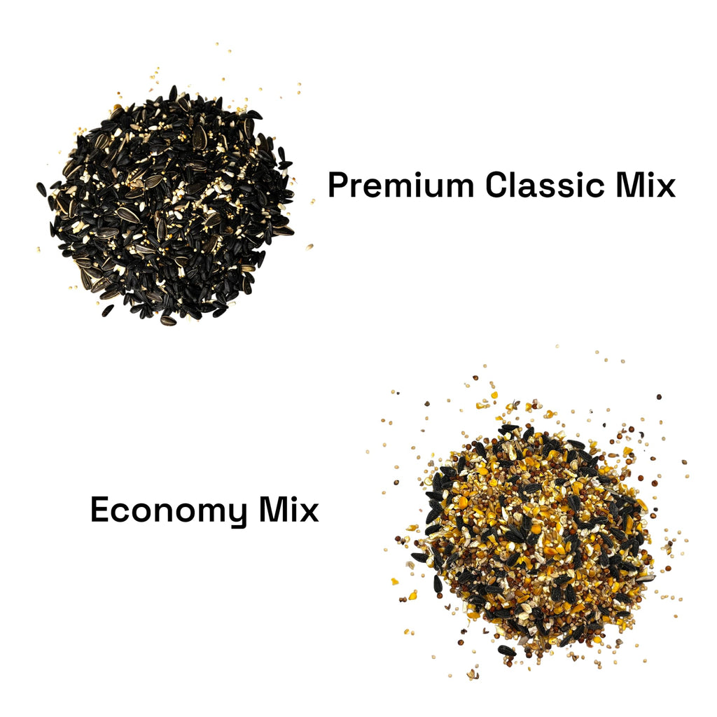 Backyard Essentials Wild Bird Seed Bundle – 2 Pack (5 lb Bags) Economy Blend & Premium Classic