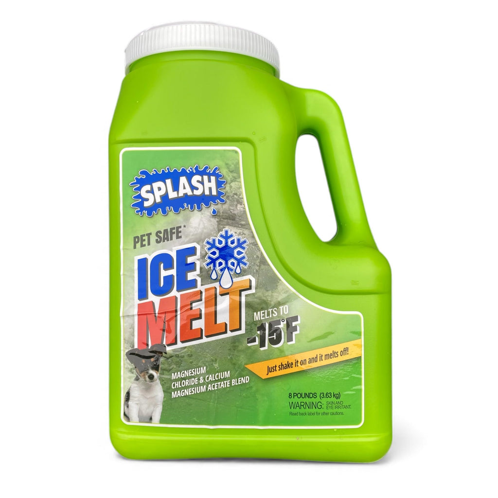 TriceOutdoors Splash Pet Safe Ice Melt – Magnesium Chloride & Calcium Magnesium Acetate Blend | Melts to –15°F | Fast-Acting Deicer for Sidewalks, Driveways, Steps & Walkways | 8 lb Shaker Jug