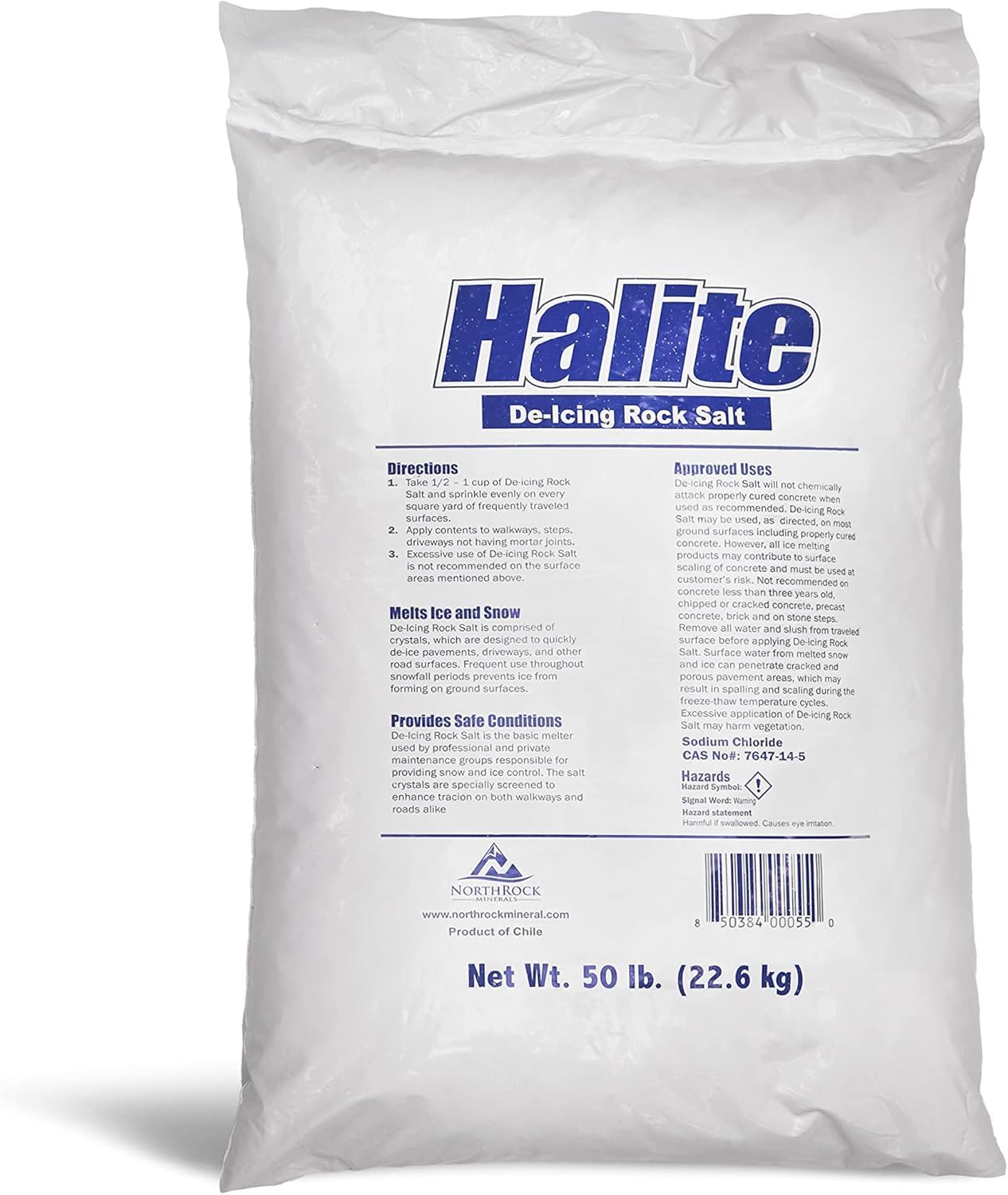 TriceOutdoors Halite Rock Salt Ice Melt – 50 lb Bag | Fast-Acting Sodium Chloride Deicer for Driveways, Sidewalks & Parking Areas | Reliable Winter Ice Melter for Residential & Commercial Use