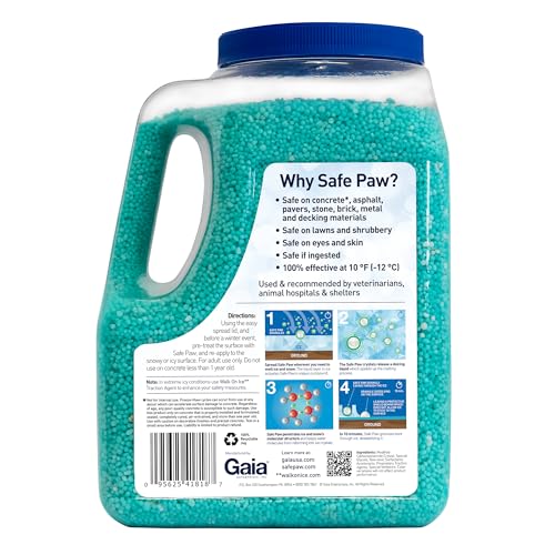Safe Paw, Dog/Child/Plant Pet Safe Ice Melt with Traction Agent,100% Salt-Free/Chloride-Free, Non-Toxic, Fast Acting, Lasts 3X Longer