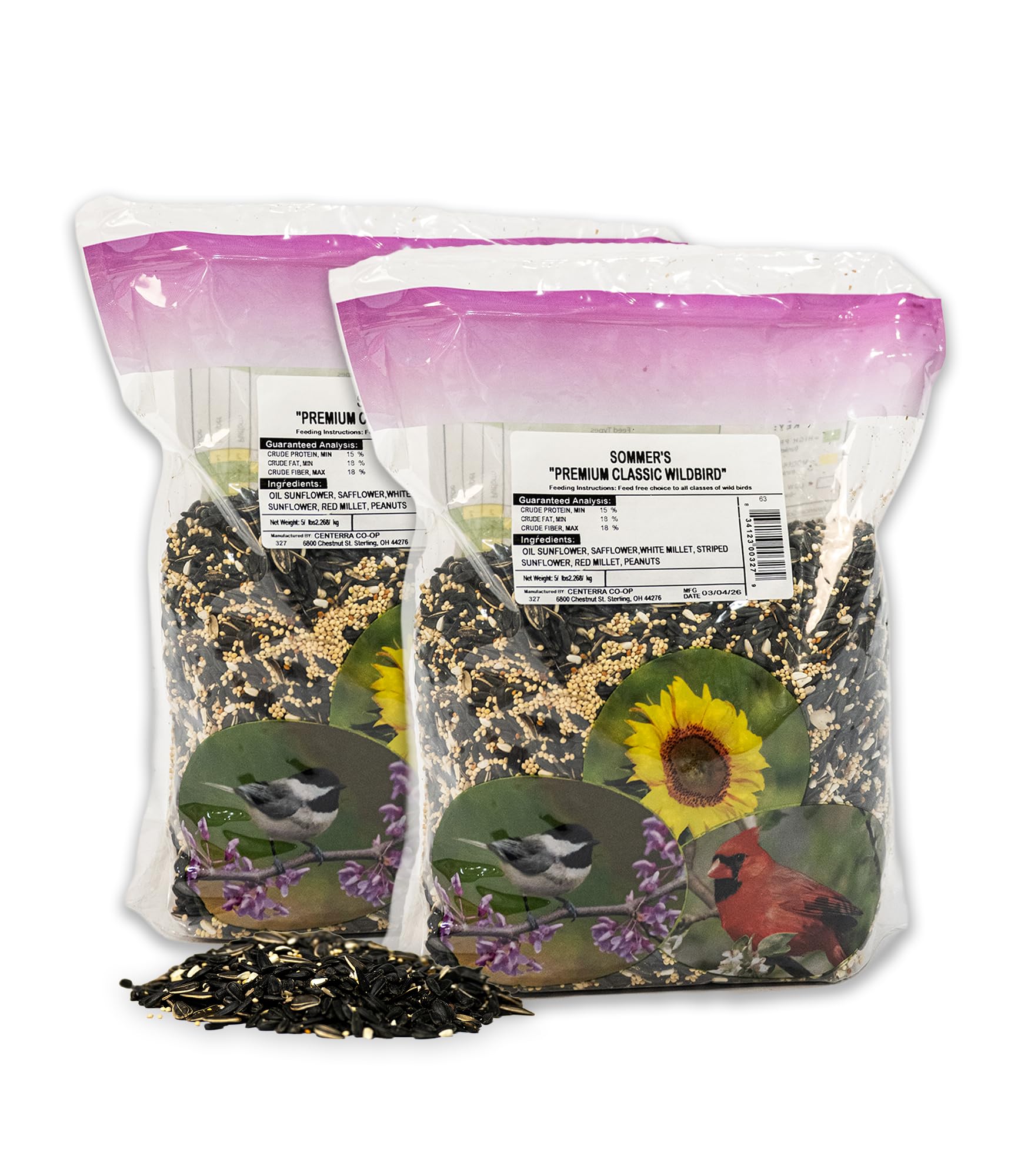 Premium Classic Wild Bird Seed – 2 Pack (5 lb Bags) High Sunflower Backyard Bird Feeder Blend