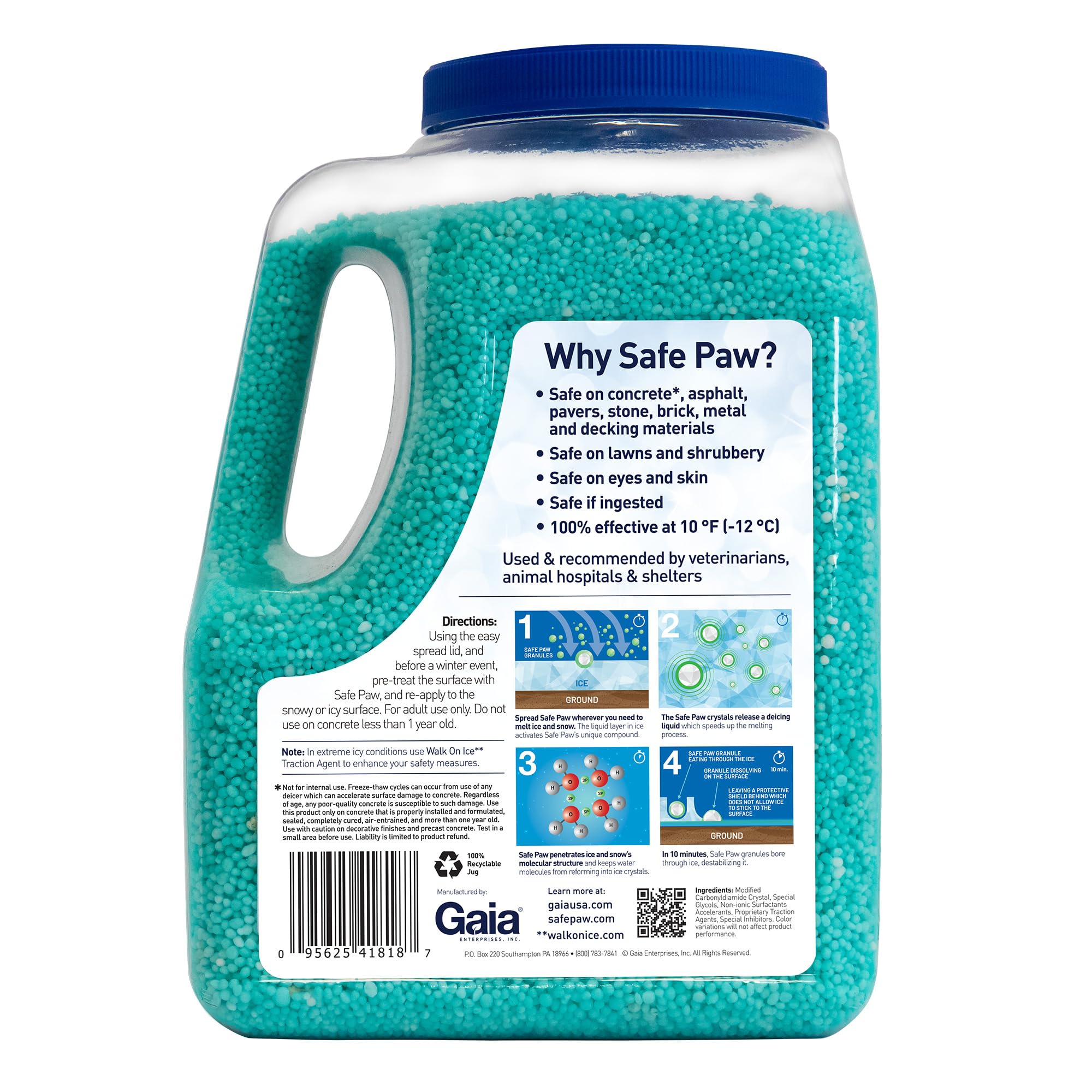Safe Paw, Dog/Child/Plant Pet Safe Ice Melt with Traction Agent,100% Salt-Free/Chloride-Free, Non-Toxic, Fast Acting, Lasts 3X Longer