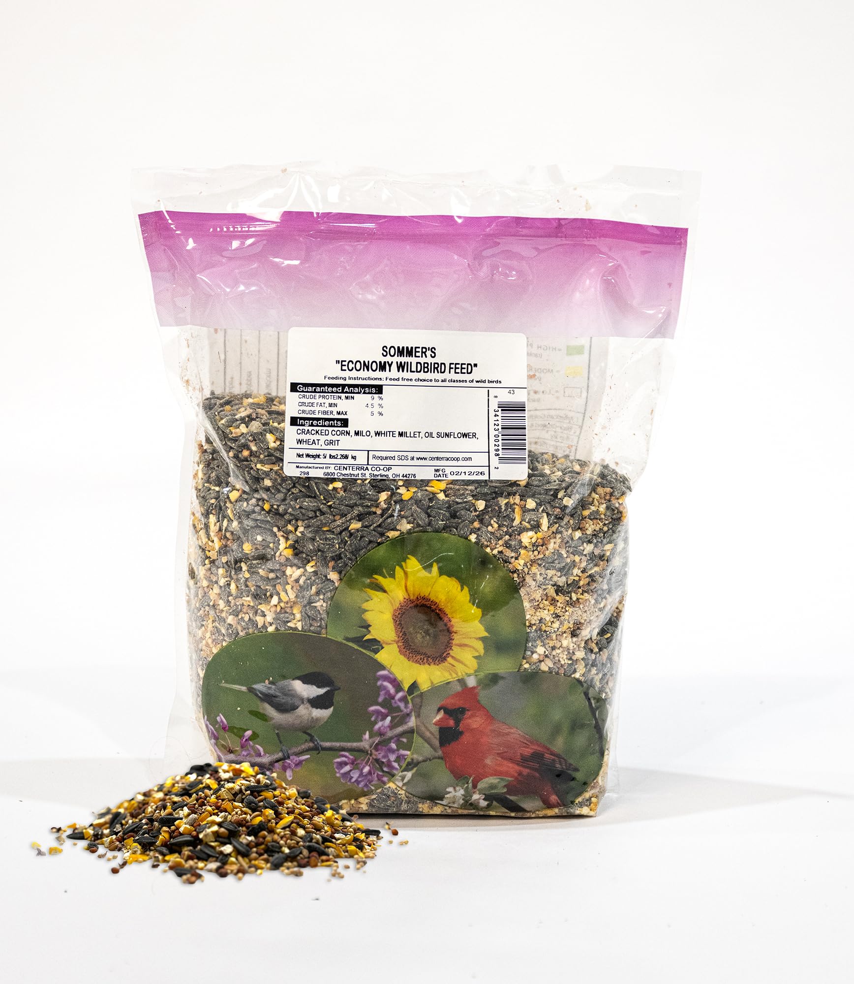 Economy Blend Wild Bird Seed – 5 lb Value Bird Food Mix with Sunflower Seeds, White Millet & Grains