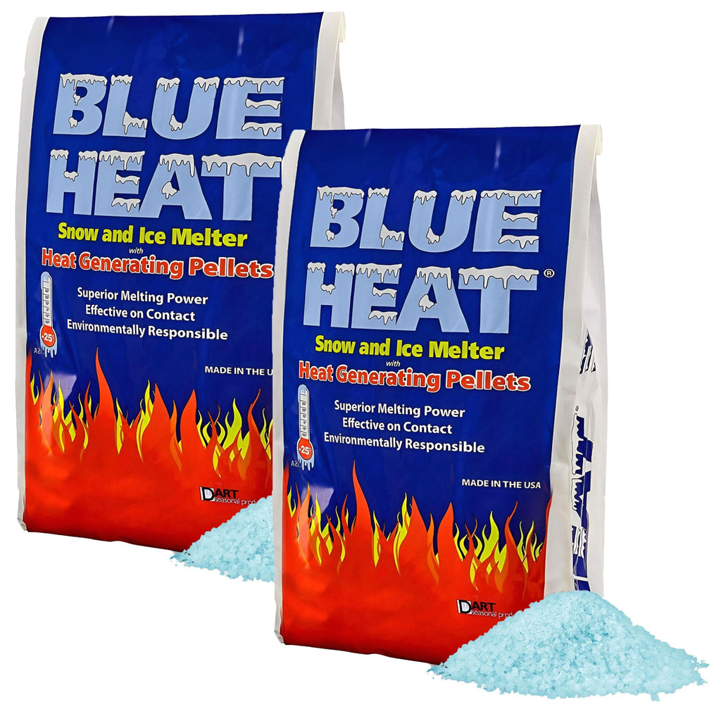 Blue Heat 2 Pack Ice Melt Pellets, Calcium Blend Deicer Snow Melter for Driveway, 20 Lb - Pet-Friendly Winter Relief with Magnesium, Calcium, and Sodium Formula, BH20