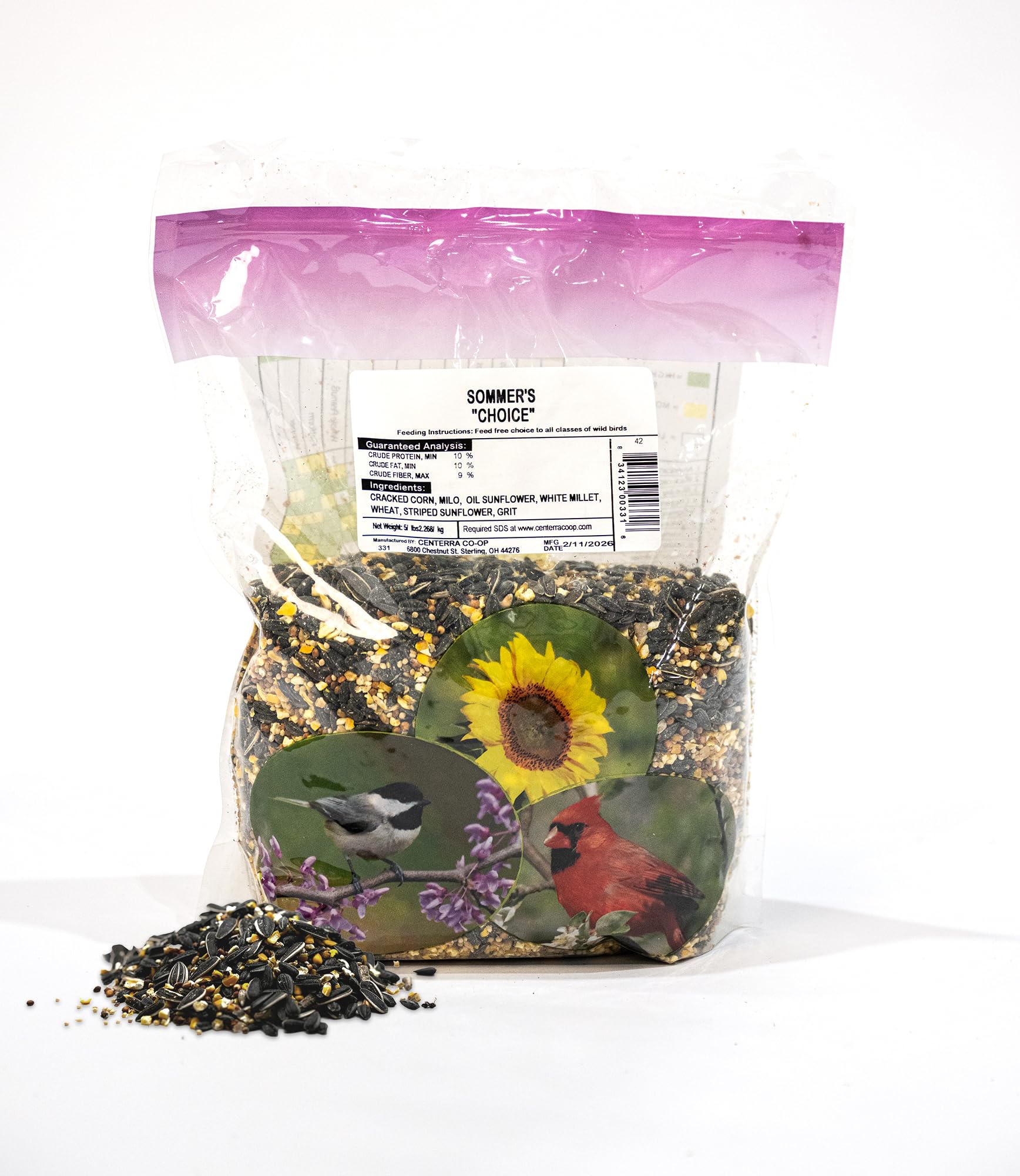 Choice Blend Wild Bird Seed – 5 lb All Purpose Bird Food Mix with Sunflower Seeds, Millet & Grains