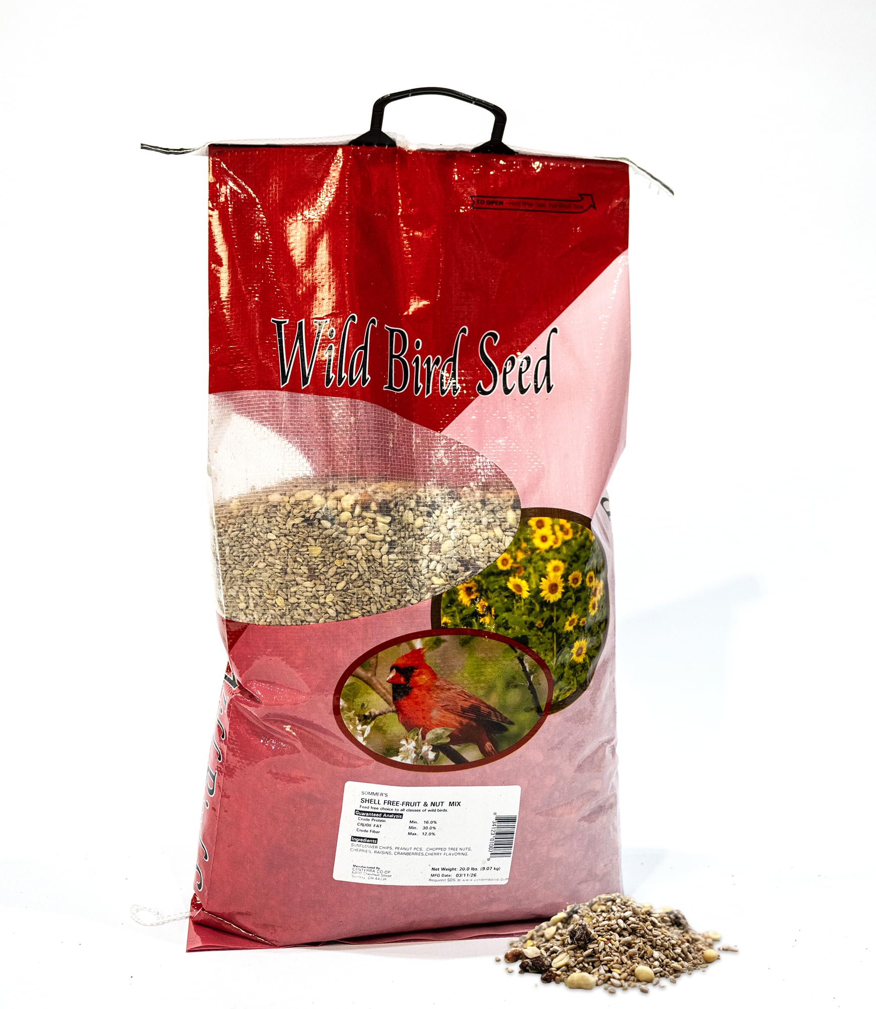 Shell Free Fruit & Nut Bird Seed – 20 lb No Waste Bird Feeder Blend with Sunflower Chips & Peanuts