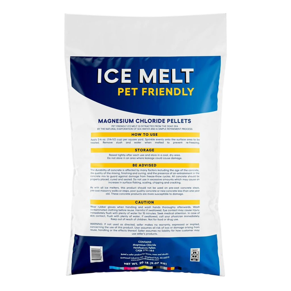 Pet Friendly Ice Melt – All Natural Magnesium Chloride Pellets | Safer for Paws & Plants | Works to -15°F | Fast-Acting Snow & Ice Melter for Sidewalks, Driveways, Steps & Walkways – 20 lb Bag