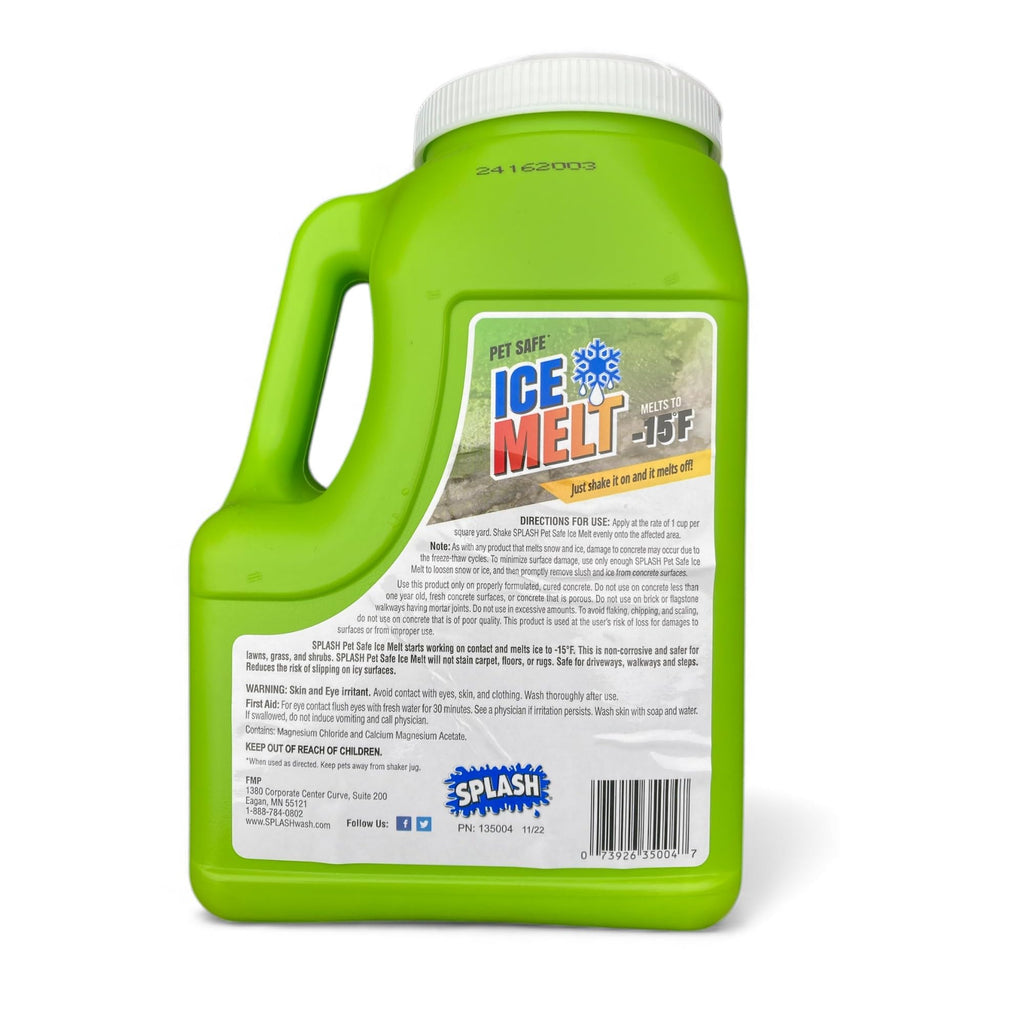 TriceOutdoors Splash Pet Safe Ice Melt – Magnesium Chloride & Calcium Magnesium Acetate Blend | Melts to –15°F | Fast-Acting Deicer for Sidewalks, Driveways, Steps & Walkways | 8 lb Shaker Jug
