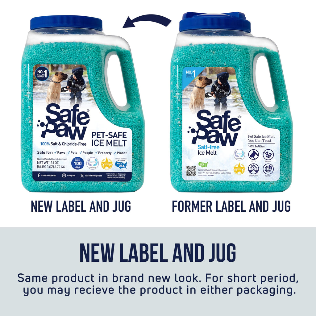 Safe Paw, Dog/Child/Plant Pet Safe Ice Melt with Traction Agent,100% Salt-Free/Chloride-Free, Non-Toxic, Fast Acting, Lasts 3X Longer