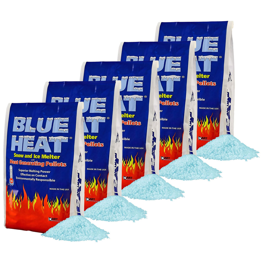 Blue Heat 5 Pack Ice Melt Pellets, Calcium Blend Deicer Snow Melter for Driveway, 20 Lb - Pet-Friendly Winter Relief with Magnesium, Calcium, and Sodium Formula, BH20