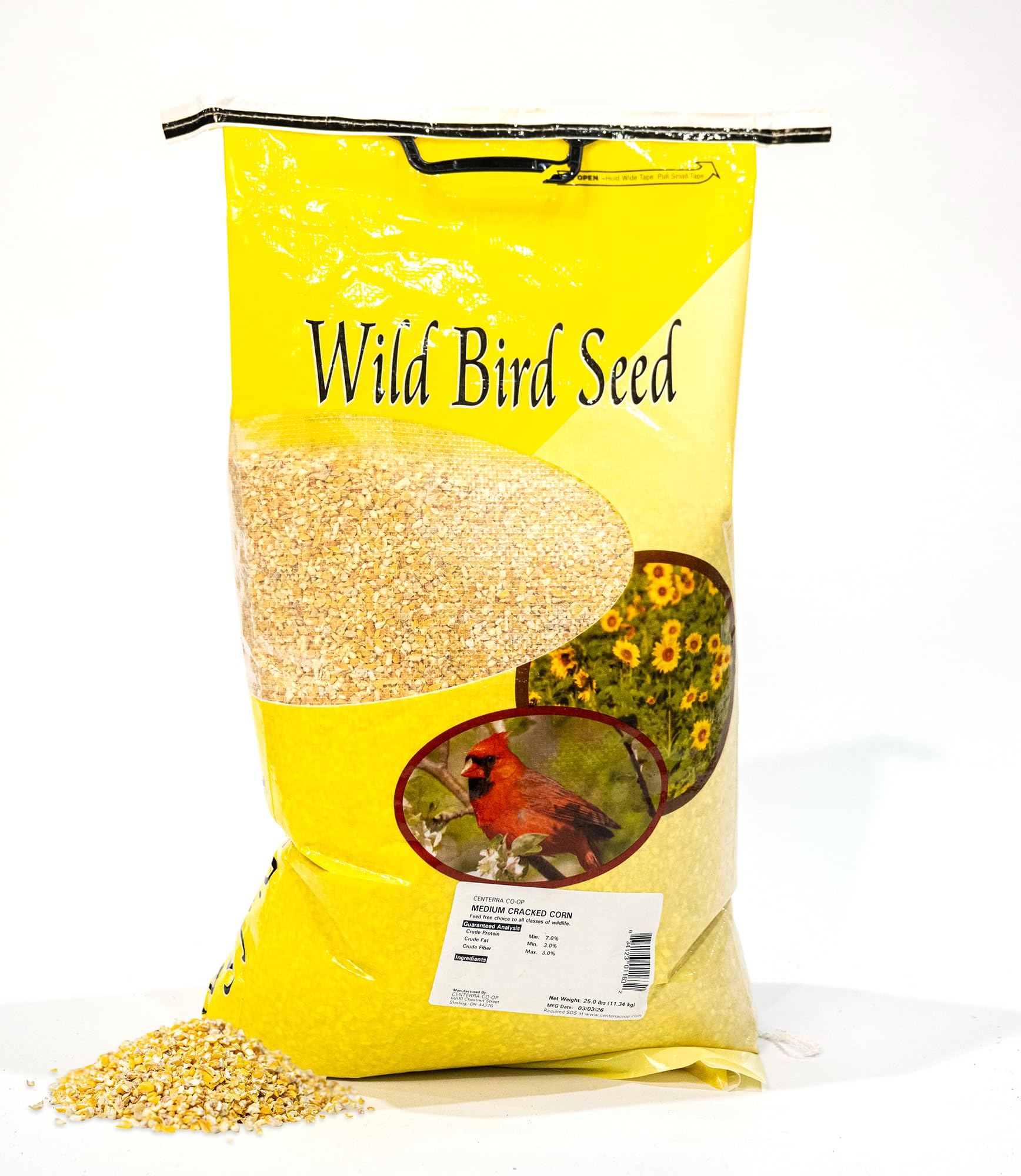 Cracked Corn Bulk Scratch Grain– 25 lb Cracked Yellow Corn for Poultry & Wild Birds