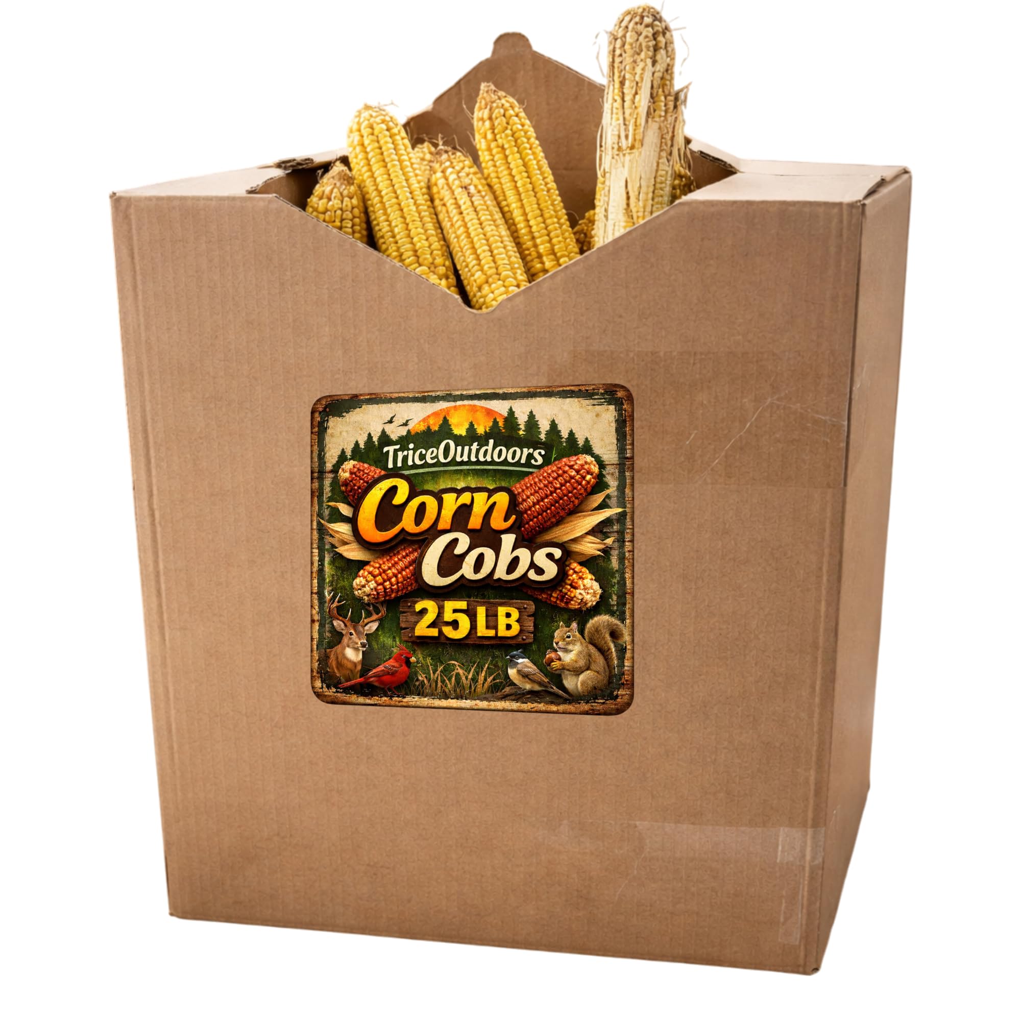 TriceOutdoors Bulk Corn Cobs for Wildlife Feeding–Locally Grown Natural Whole Corn Cobs for Deer,Squirrels,Chipmunks,Rabbits & Outdoor Animals–Backyard Feeding (25LB, Unflavored)