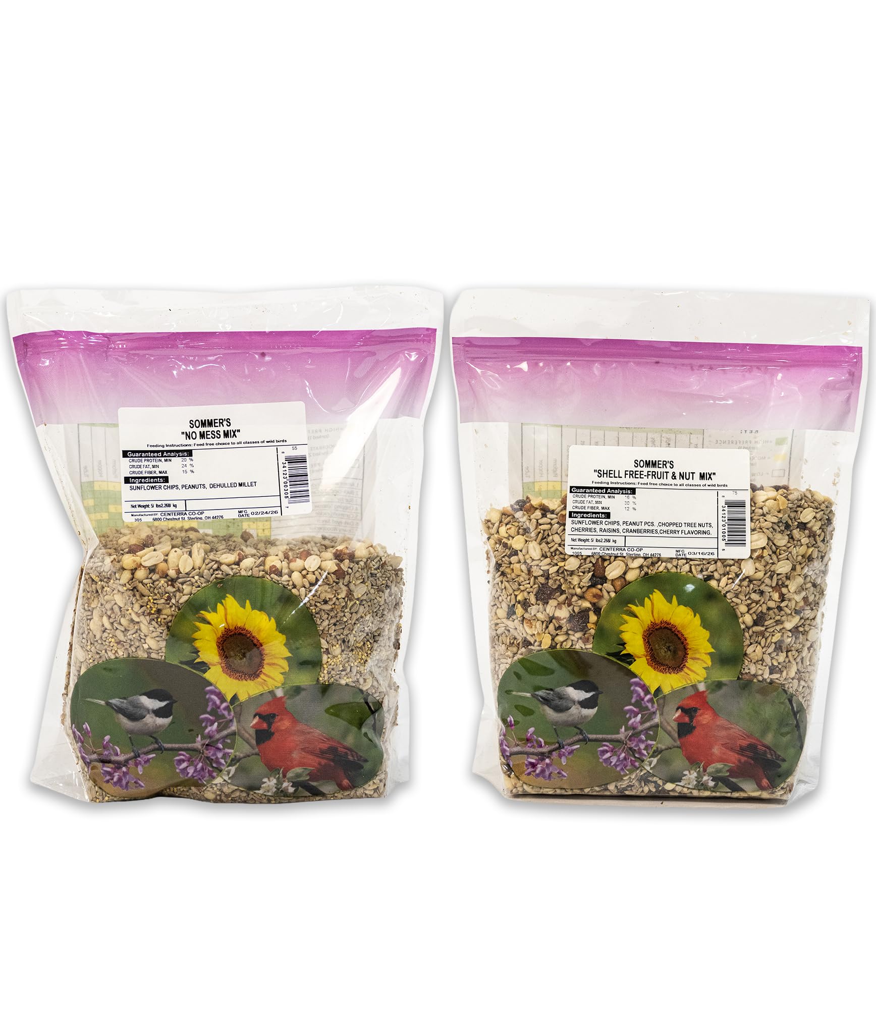 No Mess Premium Wild Bird Seed Bundle – 2 Pack (5 lb Bags) Shell Free & Fruit and Nut Blend