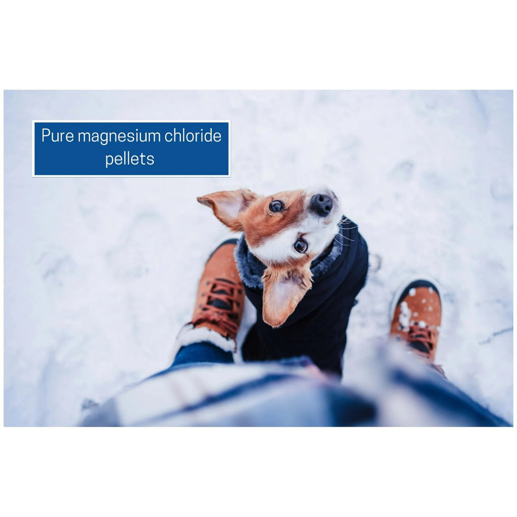 Pet Friendly Ice Melt – All Natural Magnesium Chloride Pellets | Safer for Paws & Plants | Works to -15°F | Fast-Acting Snow & Ice Melter for Sidewalks, Driveways, Steps & Walkways – 20 lb Bag